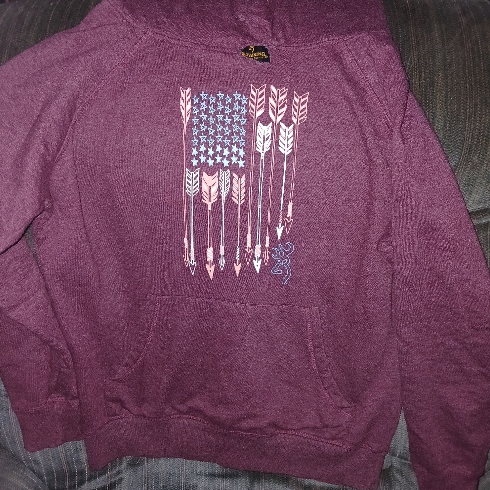 Purple BROWNING Hoodie with Flag And Arrow Design